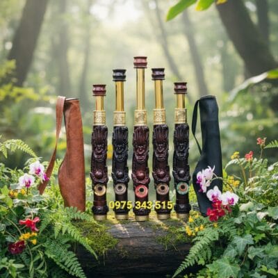 Điếu Mini : Gỗ Mun Rút 3D Bọc Đồng 45cm Kéo Dài 65cm ( Combo )
